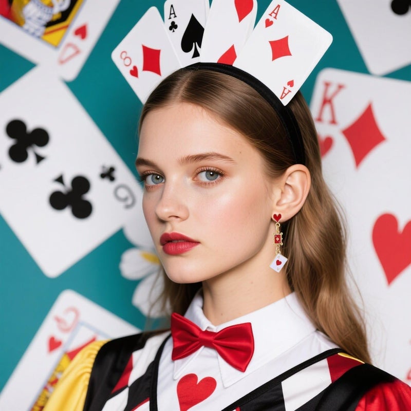 CSIYANJRY99 Queen of Hearts Earrings for Women Red Heart Poker Clock Drop Earrings Asymmetric Queen of Hearts Costume Women Accessories - Image 2